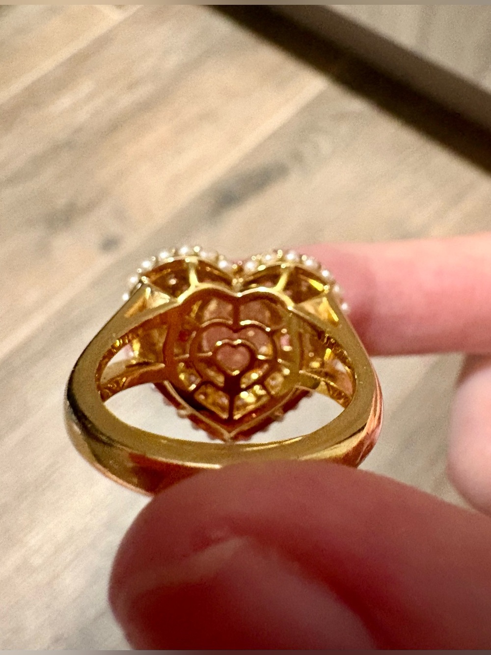 Swarovski Pink and Gold Heart Ring - Picture 6 of 11